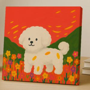 비숑프리제 강아지 그림 액자 정사각형 카페 인테리어 30x30cm