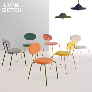 카롱 패브릭 식탁의자 카페 업소용 체어 인테리어 컬러프레임 이지클린 6colors