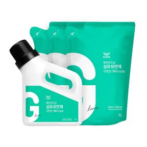 섬유유연제 구연산 워터 리필세트 (본품x1+리필x3) 라임향