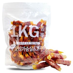 1KG 듬뿍 오리가슴살 고구마 대용량 강아지 간식 반려견 애견간식