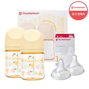 모유실감3 스윗러브 160ml 트윈팩(젖병2개/노꼭지)+젖꼭지 2개