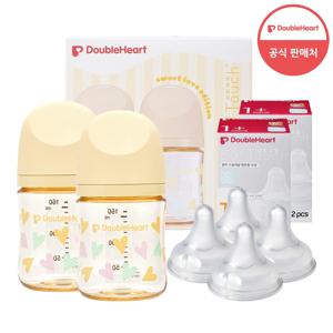 모유실감3 스윗러브 160ml 트윈팩(젖병2개/노꼭지)+젖꼭지 4개