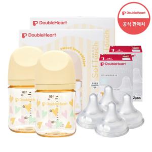 모유실감3 스윗러브 160ml 트윈팩2개(젖병4개/노꼭지)+젖꼭지 4개