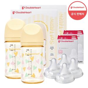 모유실감3 스윗러브 240ml 트윈팩2개(젖병4개/노꼭지)+젖꼭지 4개