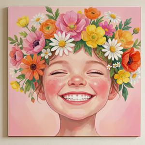 미소 꽃그림 캔버스 액자 풍수 인테리어 거실 현관 개업 선물 홈데코 집꾸미기