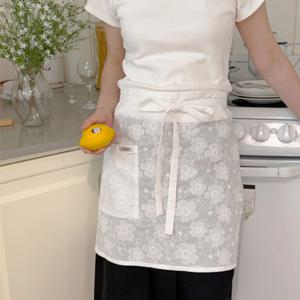Flower Stitch Half Apron 카페 신혼 집들이 선물 어린이집 공방 앞치마
