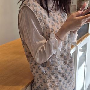 미니 베이지플라워 원피스 앞치마
