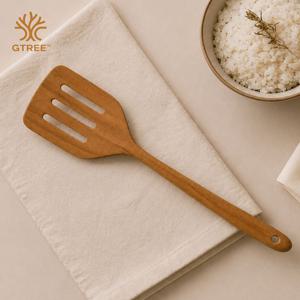 티크 우드 타공 뒤집개 32cm 나무 뒤집개