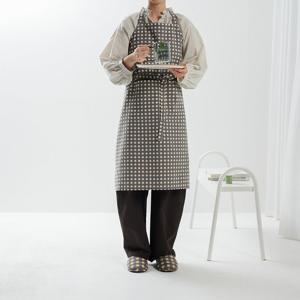 체크 블럭 앞치마_90CM_카키