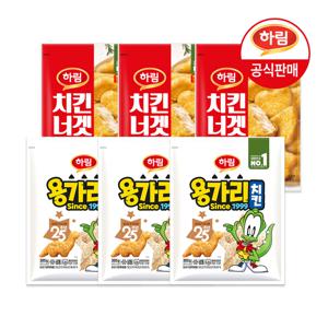하림 용가리치킨 300g  x 3봉 + 치킨너겟 300g x 3봉