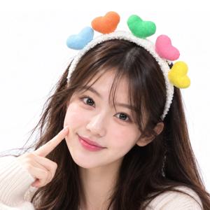 뽀글 하트 머리띠 아이보리 생일 파티 용품 예쁜 놀이공원 헤어밴드 사진 촬영 소품 행사
