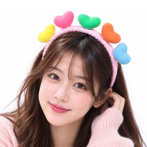 뽀글 하트 머리띠 핑크 생일 파티 용품 예쁜 놀이공원 헤어밴드 사진 촬영 소품 이벤트 셀카