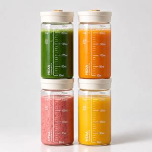 헥사 내열유리 눈금유리병 투톤크림 250ml 4개 세트 아기보리차 우유병