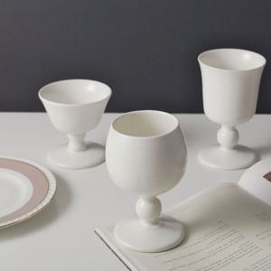 화이트 도자기 술잔 막걸리잔 동동주 고블렛잔 2size