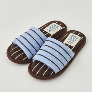 위캔드 테리 배색 슬리퍼 블루브라운 M