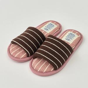 위캔드 테리 배색 슬리퍼 브라운핑크 M