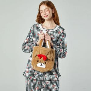 여성잠옷 헬로키티 산리오 체크 순면 홈웨어 긴팔 파자마 실내복 R/BK