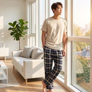 포근한 휴식을 위한  남성 순면 기모 파자마 바지