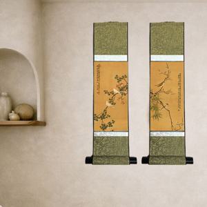 이도영 화조도그림 미니비단족자 매화 부귀영화 조선민화포스터 풍수인테리어액자 원룸인테리어