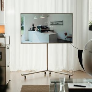 [해외]미니멀 이동식 스테인레스 tv거치대 40-70인치 높이조절 스탠드 바퀴형