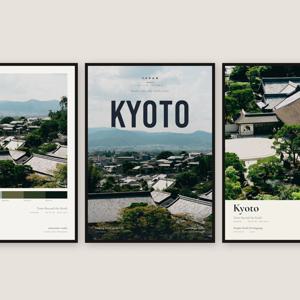 직접 찍은 일본 교토 지붕 너머의 마을 Vol.1 디자인 포스터 4종 / 집들이선물