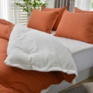 브라우니 고밀도 양털극세사 웜 점프 누빔 이불패드세트  SS/Q