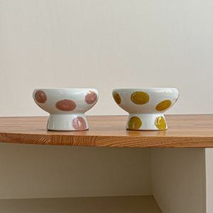ARCO 도트 도자기 높은굽 디저트볼 요거트볼 시리얼볼 아이스크림볼 -2Colors
