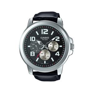 MTP-X300L-1A 빅사이즈 아날로그 남성 가죽 시계 드레스 워치