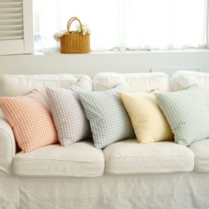 멜란 워싱면 체크 쿠션 (5colors  3size) 솜포함