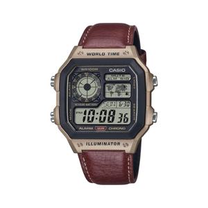 AE-1200WHL-5A 월드타임 레트로 디지털 공용 가죽 시계