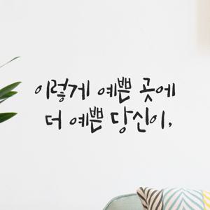 인테리어 캘리그라피 레터링 스티커 - 이렇게 예쁜 곳에 더 예쁜 당신이 LC-047 카페