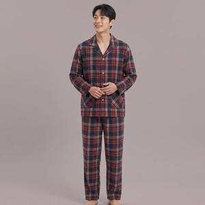 포근한 겨울밤 순면 기모 남성 파자마 홈웨어 세트