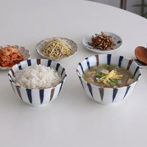 아이도쿠사 공기 대접 세트 밥공기 국그릇 일본식 도자기 식기세트