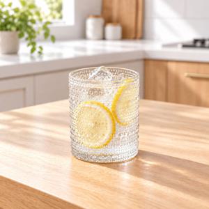 도트 유리컵 중 340ml 유리 커피잔 주스 투명 글라스잔