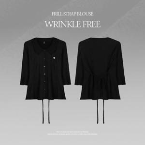 (신세계센텀점)[허리잘록핏] 리안나 베이직핏 프릴 허리스트랩 7부 링클 블라우스 P000CSEX