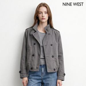 NINE WEST 버클 하이넥 더블 버튼 트렌치 자켓 (NIDCJK012)