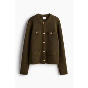 H&M 텍스처 니트 가디건 다크 카키 그린 1194323009