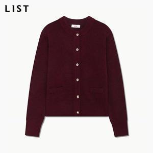 리스트 울 블렌드 라운드넥 가디건_TSKCDP82040_WI