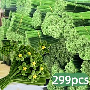 299개 그린 셔닐 줄기 DIY 공예 키트, 촘촘한 파이프 클리너, 수공예품 용품, 셔닐 줄기 299개 포함, 마당 및 안뜰 장식, 거실용