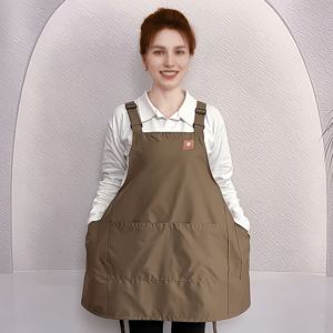 1개 짧은 플러스 사이즈 앞치마, 한국 앞치마 조절 가능한 스트랩 다중 포켓 통기성 허리 앞치마 주방 작업복
