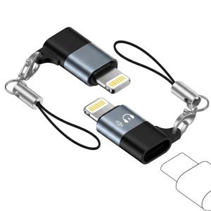 2개입 - DJI 호환 마이크 미니 USB-C to 라이트닝 휴대폰 어댑터 - 아이폰 14/13/12/11용 라이트닝 to USB-C 오디오 어댑터, 충전 지원