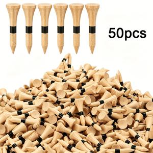 골프 티 38mm 내구성 좋은 나무 공 티 50개입 스타일 훈련용 공 홀더 마찰 감소 및 사이드 스피너 감소 골프 코스 추가