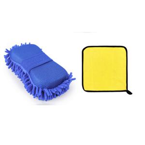 랜덤 색상 자동차 세차 키트 2개 세트: 22cm*11cm*6cm 자동차 클리닝 스펀지 장갑 + 자동차 클리닝 타월 - 부드럽고 흡수성이 뛰어난 질감 표면 디테일링 클리너로 차량 및 오토바이를 쉽게 세척 | 인체공학적 손잡이 | 마이크로화이버 소재
