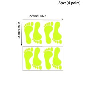 8개(4쌍) 초록색 야광 발자국 벽 스티커, 유령의 집, 침실, 거실, 복도 및 벽 장식용; 자체 접착식, 2D 평면 디자인, 2D 평면