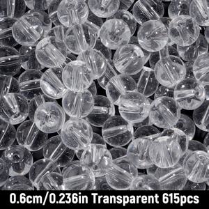 DIY 액세서리 제작용 6mm/8mm/10mm 아크릴 투명 화이트 직구 구슬 615개/315개/115개, 팔찌 목걸이 재료