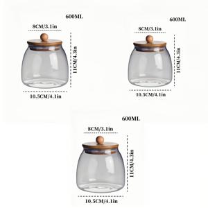 3개 세트 고강도 보로실리케이트 내열 투명 유리 보관병, 850ml 대용량 밀폐 용기 - 건과일, 차, 사탕용