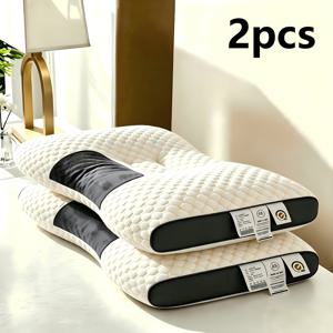 인체공학적으로 설계된 부드러운 조절식 목 베개 2개 세트, 부드러운 외부 커버, 세련된 지퍼 디자인, 고품질 폴리에스터 충전재, 세탁기 세탁 가능, 화이트 및 그레이 컬러, 집과 침실 인테리어에 잘 어울리는 제품, 사계절 내내 편안하게 사용할 수 있는 폭신폭신한 베개