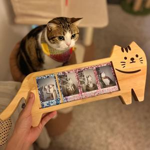 귀여운 고양이 테마 나무 액자, 시즌별 사진을 선보이도록 디자인되었으며 장식, 기념품 및 선물용으로 완벽합니다.