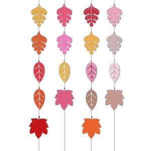 4줄 구성 가을 단풍잎 종이 장식 가랜드, 다색상 가을 오크 잎 컷아웃 스트리머, 빨강, 주황, 분홍, 노랑, 갈색 가을 단풍 장식, 수확 축제, 추수감사절 파티, 벽, 창문, 문 장식 용품