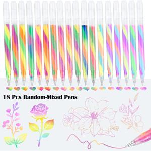 18개 네온 쉬머 파스텔 젤 펜 | 생생한 다양한 색상, 랜덤 색상, 다이어리, 인사말 카드, 공예, 스크랩북, 드로잉, 메모 및 미술 프로젝트에 적합 | 부활절 | 어버이날 | 사무실 학교 | 결혼식 및 선물
